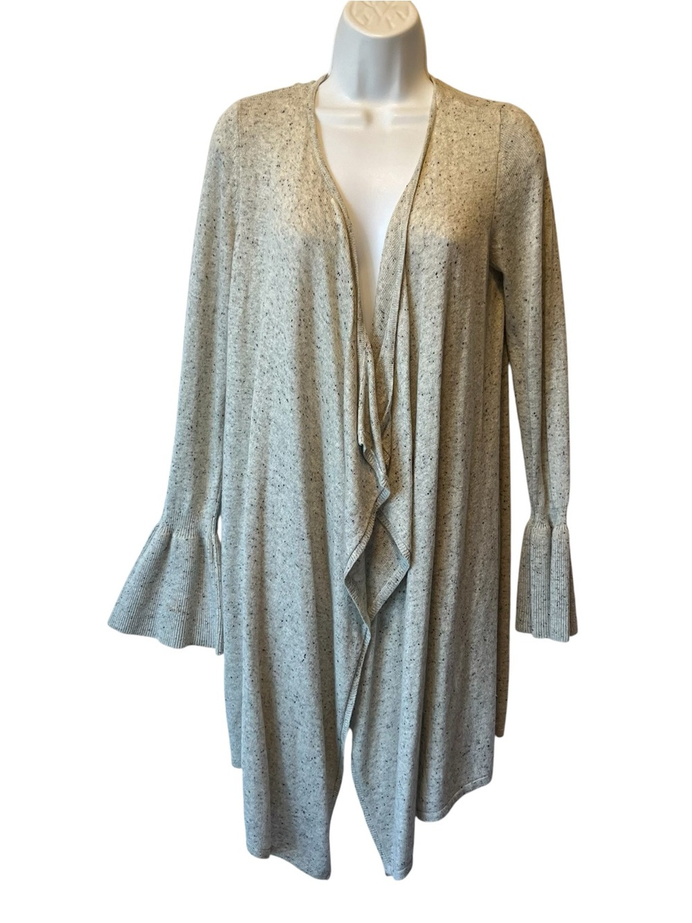 Moth Anthropologie waterfall cardigan sweater M Gray Cashmere blend Ruffle